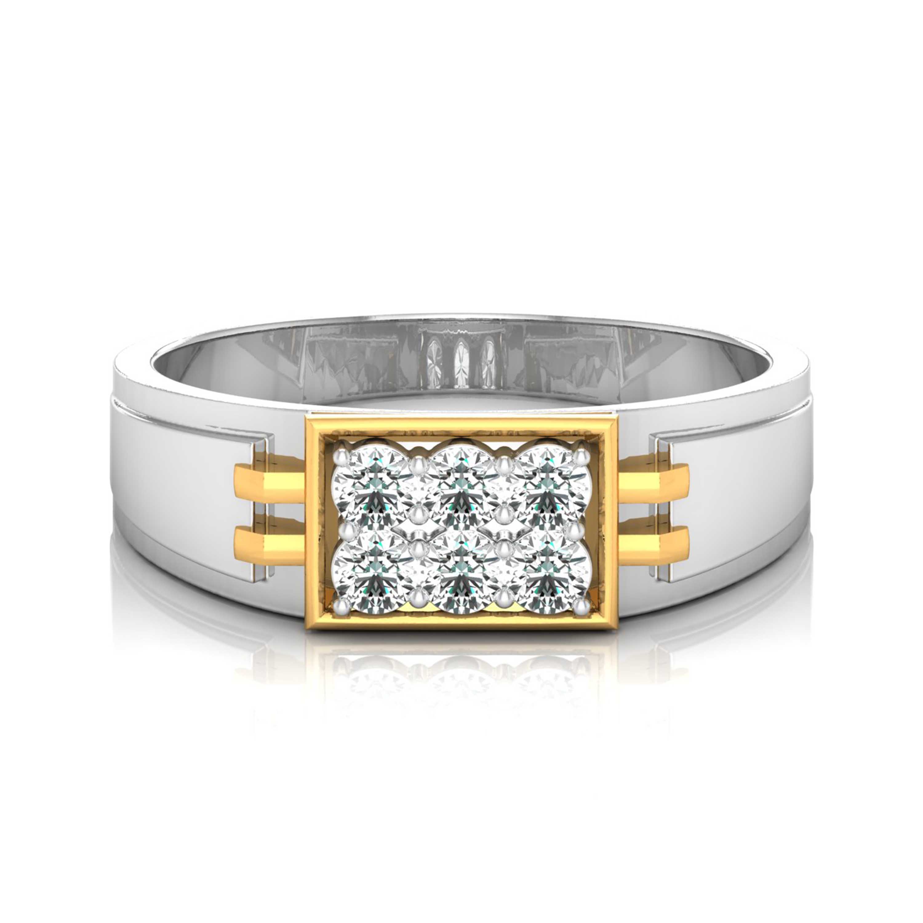 14k Gold Men's Round Brilliant Cut Diamond Ring