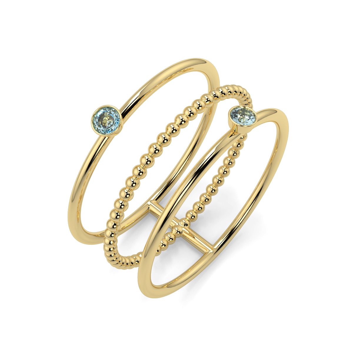 Bellezza Ring, Gold Ring, Blue Topaz Ring