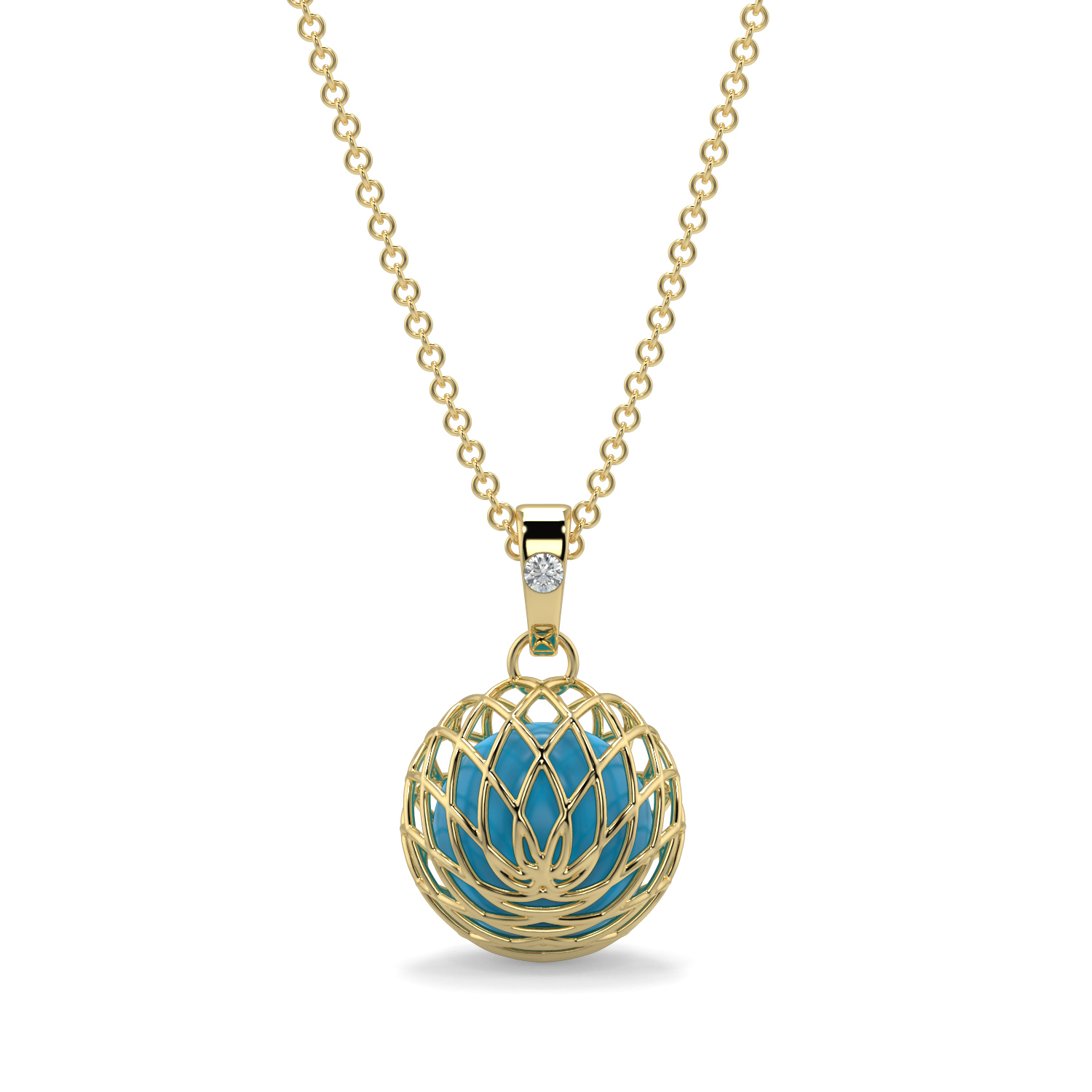 Azzurro Pendant, Gold Pendant, Turquoise pendant
